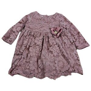 Pippa & Julie 12 Months Dusty Rose Lace Long Sleeve Dress Lined EUC